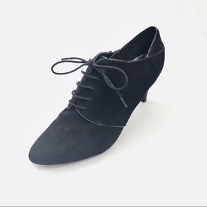 Impo Black Suede Lace Up Tie Heel Ankle Booties